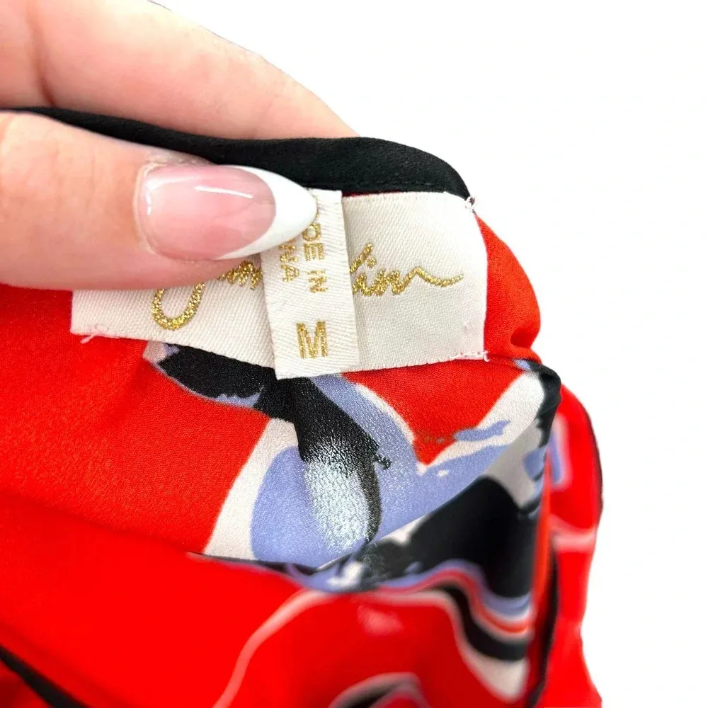 Yumi Kim Joey Top in Red Tulip Splash Floral Print‎ Blouse Size Medium - Image 7