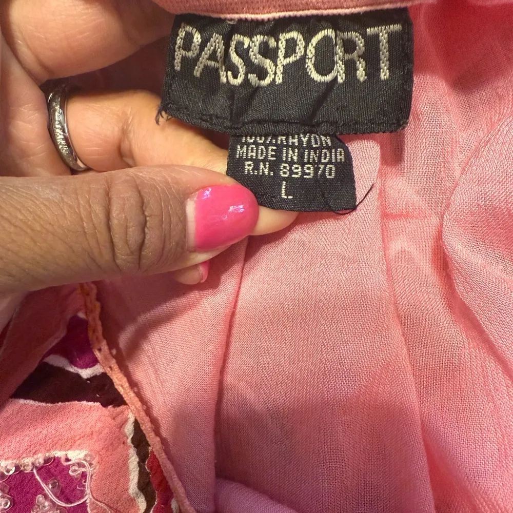 Vintage Y2K Skirt Embellished Sequin Diamond Print Ruffle Hem Size Large Pink - Image 4