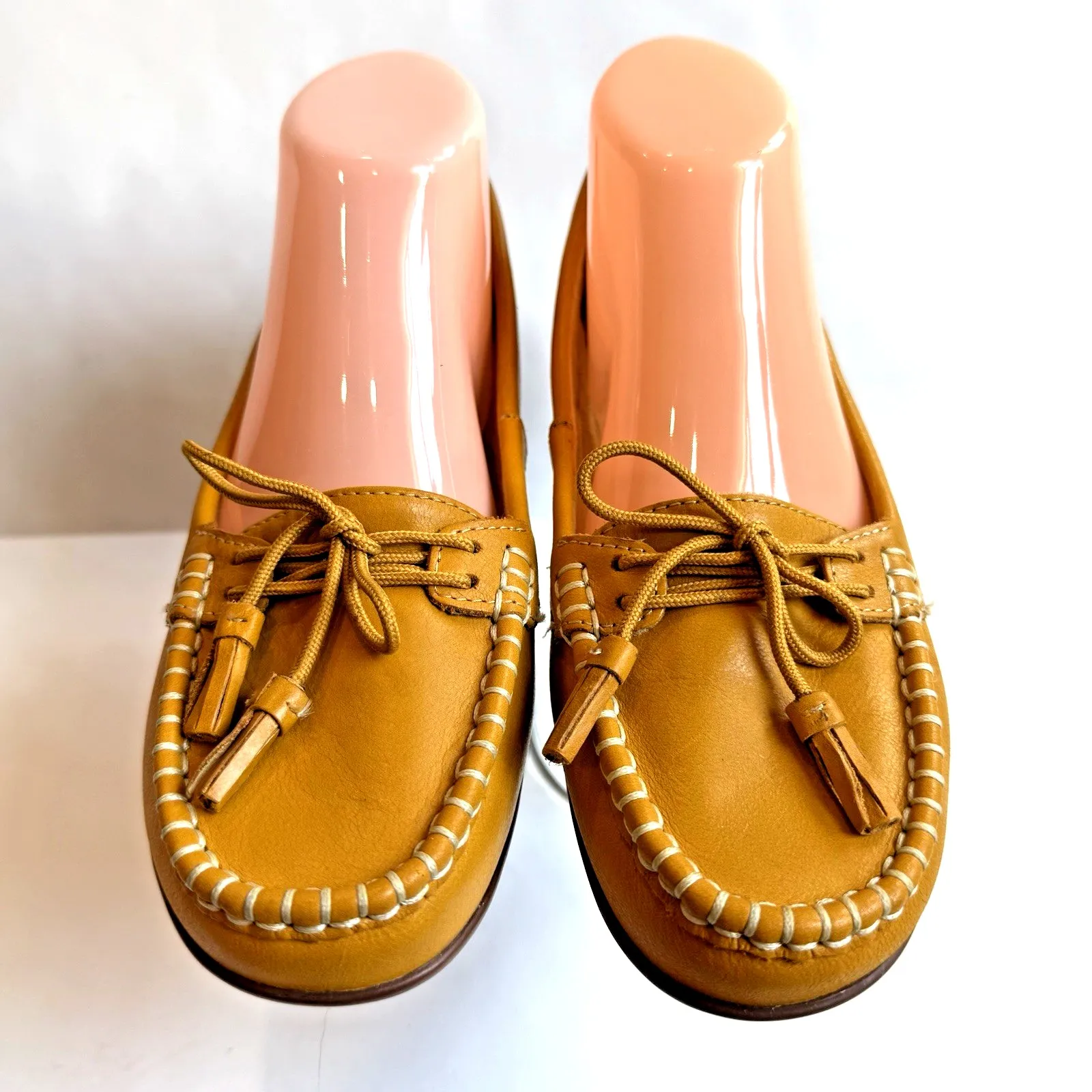 New Hotter Leather Tassel Moc Toe Loafer Women US 7 EU 38 Honiton Comfort Flat Yellow - Image 5