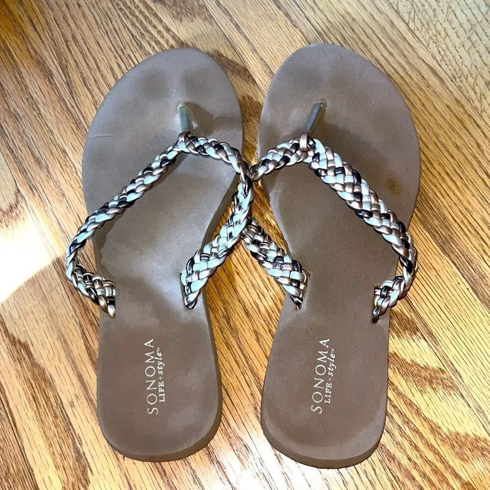 Sonoma Tan Braided Thong Flip Flops- Size 8/8.5M - Image 3