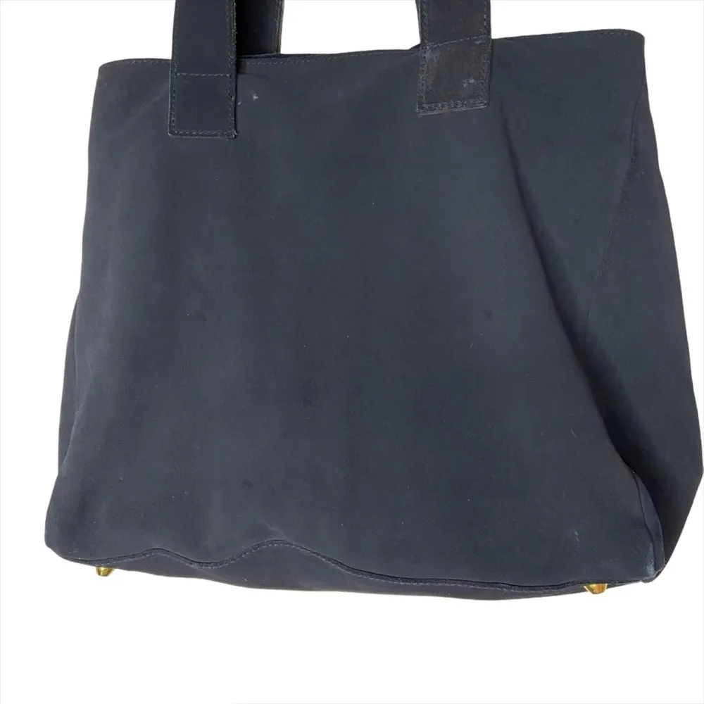 LOLA New York Black Suede Leather Large Tote Bag - Image 2
