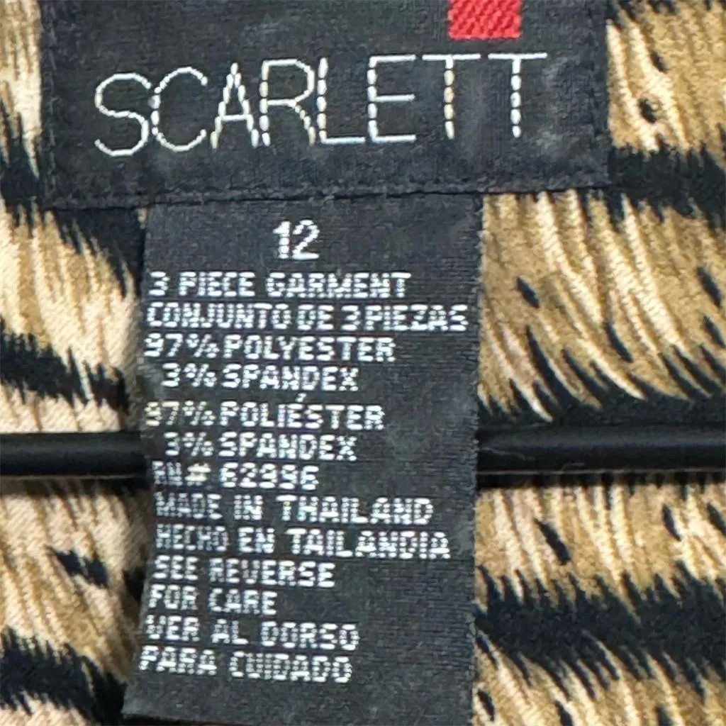 VTG Scarlett Skirt Suit Set Size 12 Black Animal Print Mob Wife Office Siren Y2K - Image 7