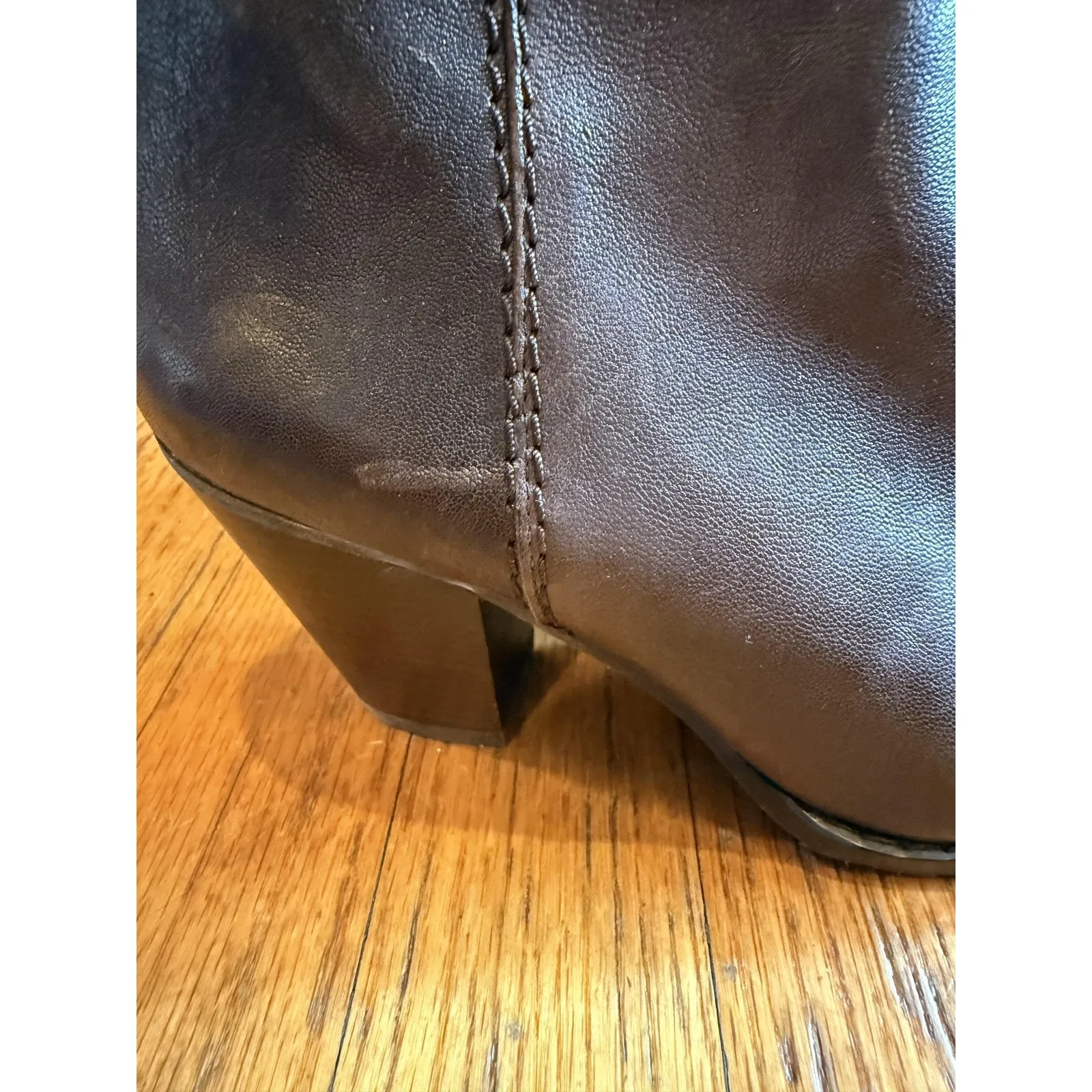 Stuart Weitzman Boots Womens Size 6.5 Brown Leather Ankle Block Heel Zip OW32737 - Image 6