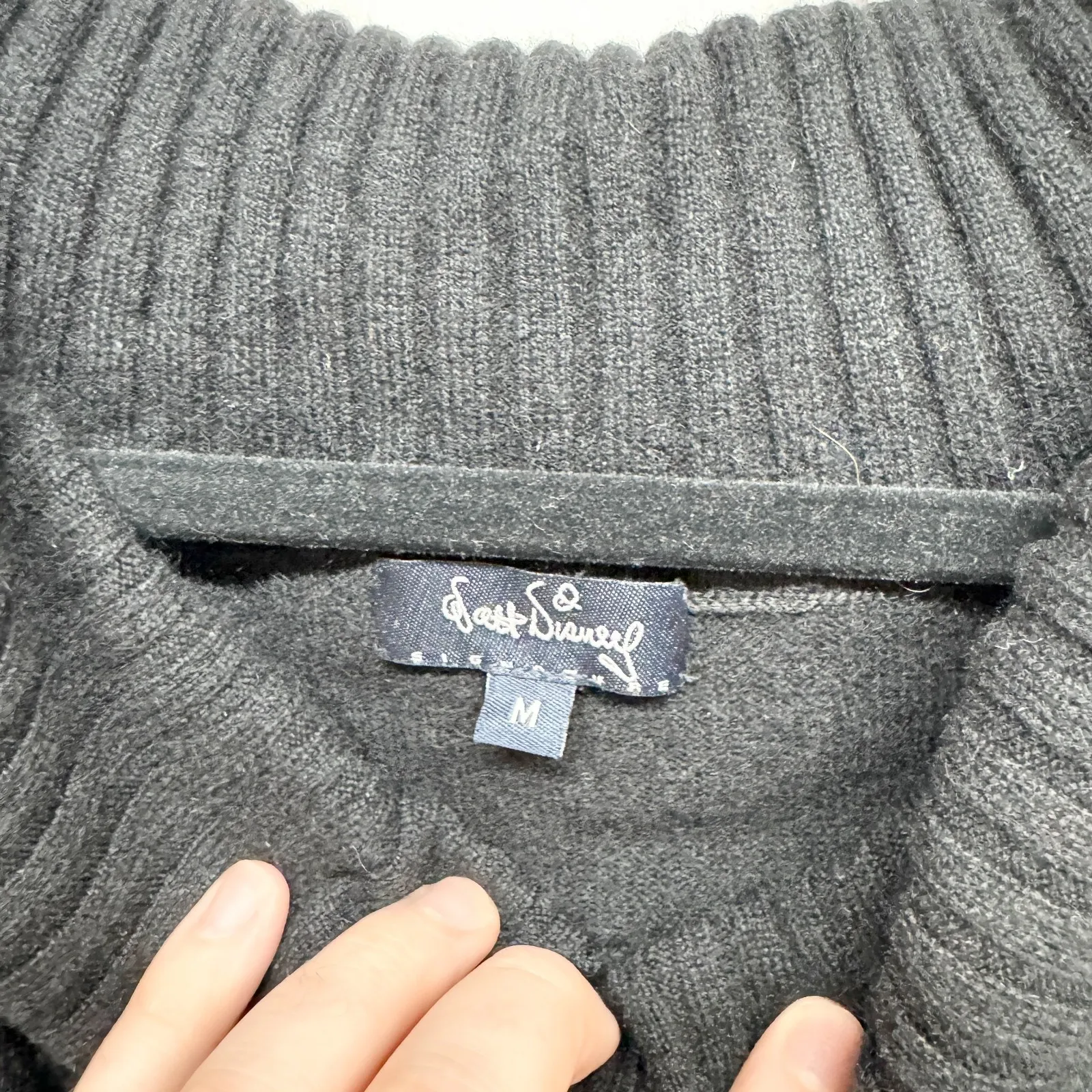 Vintage Walt Disney Sweater Women Sz Medium Black Graphic Long Sleeve Turtleneck - Image 3