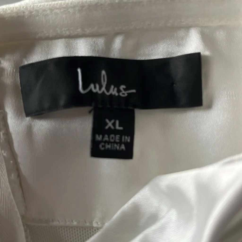 Lulu’s High-Class Hottie White Satin Strapless Bustier Midi Dress - Image 3
