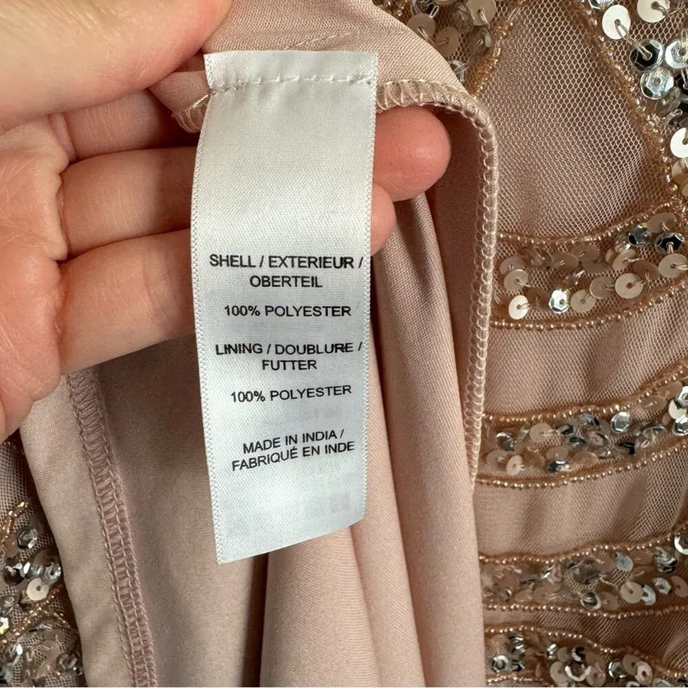 Aidan Mattox Blush Pink Beaded Sequin Formal Evening Maxi Gown Dress Size 2 - Image 5
