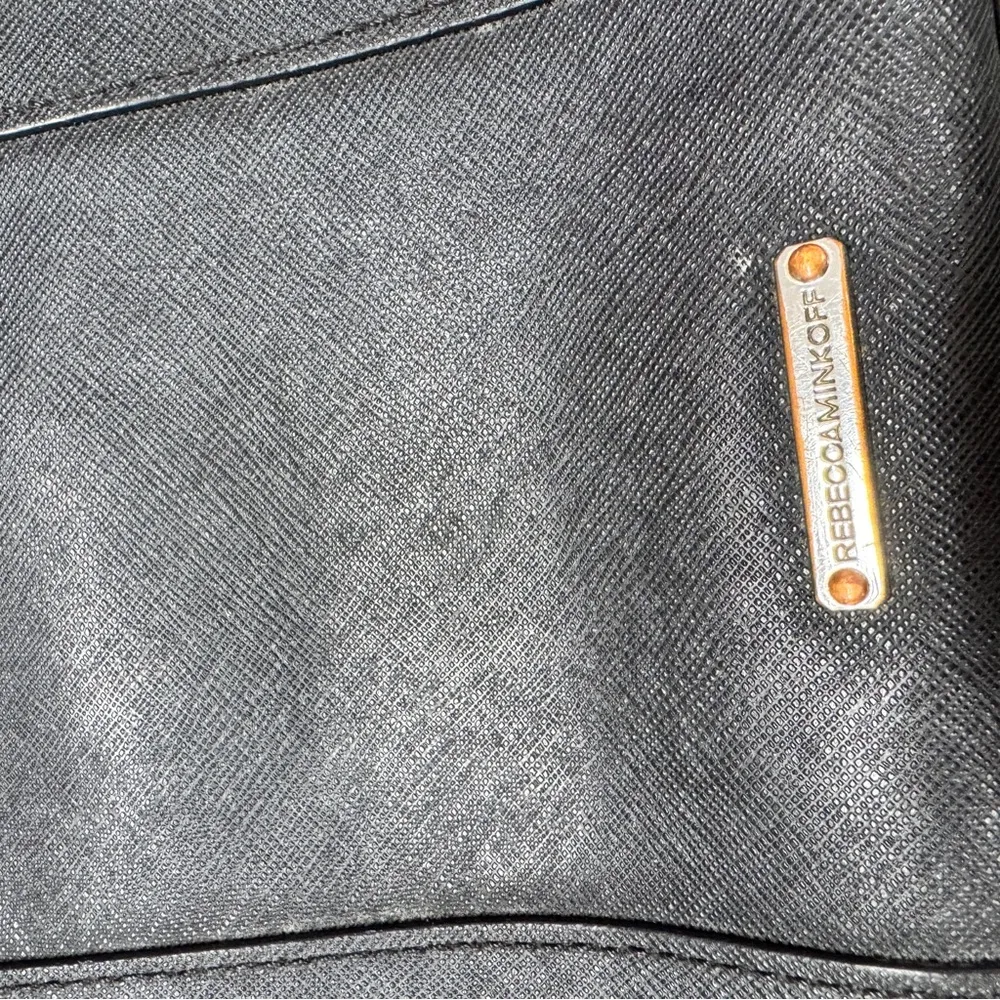 Rebecca Minkoff Black Leather Mini Handbag Tote Purse Classic Small Preppy - Image 2