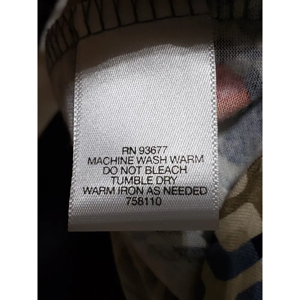 Liz Claiborne Womens Multi Geometric Print Long Sleeve V Neck Top Blouse Small - Image 8