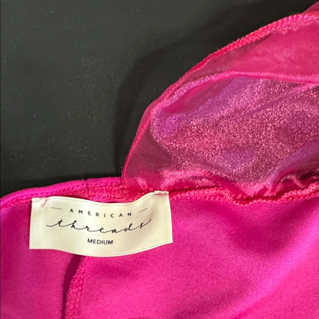 American Threads Fuchsia Chiffon Tube Top Mini Dress Chest 14.5” - Image 5