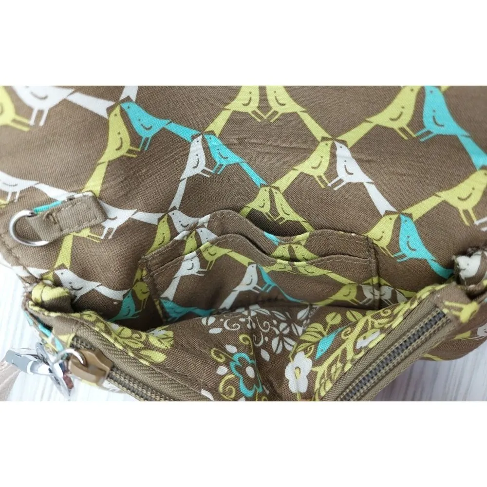 Vera Bradley Wristlet Clutch Wallet Magnetic Closure Mini Purse Green Blue Birds - Image 9