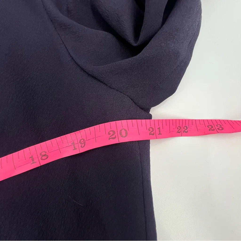 Lanvin silk draped asymmetrical top blue sz 38 - Image 4