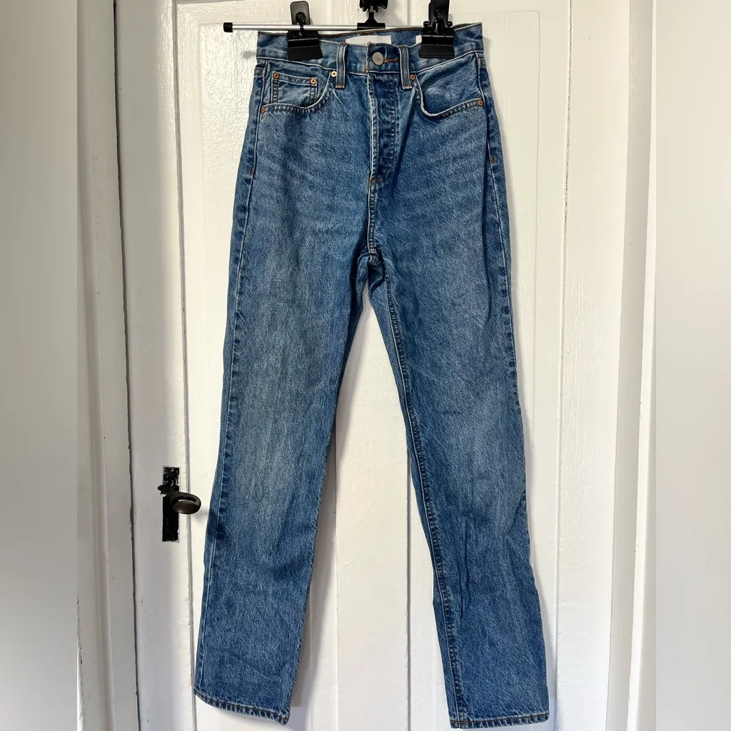 Denim Forum Aritzia Joni high rise loose button fly denim jeans 30 length sz 25 Blue - Image 2