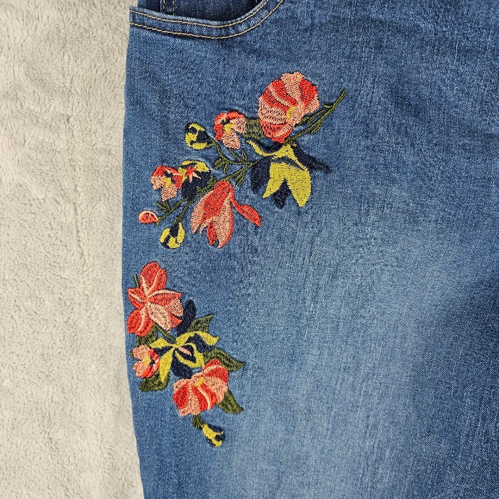 Woman Within Embroidered Floral Blue Jeans Women's Size 24W - Image 3