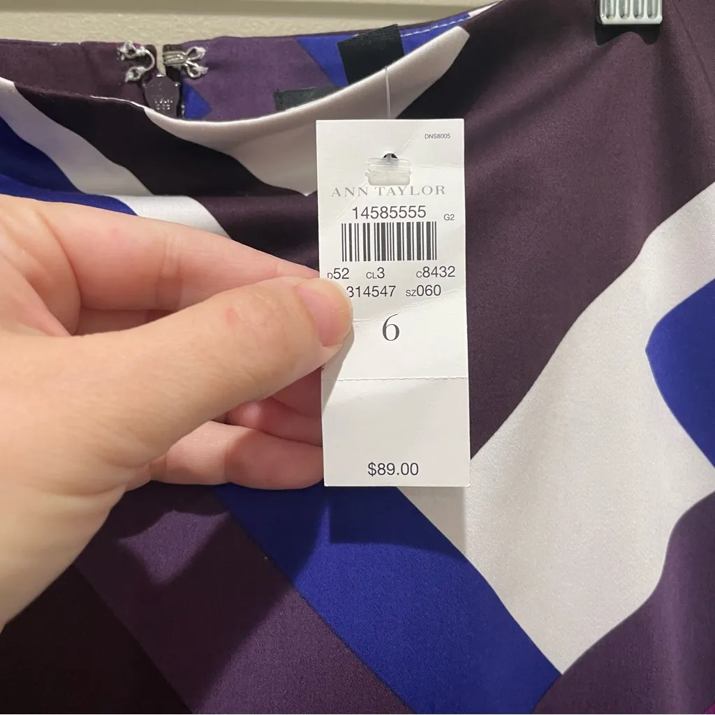 Ann Taylor Geometric Print Pencil Skirt Purple Blue White Women’s Size 6 NWT - Image 8