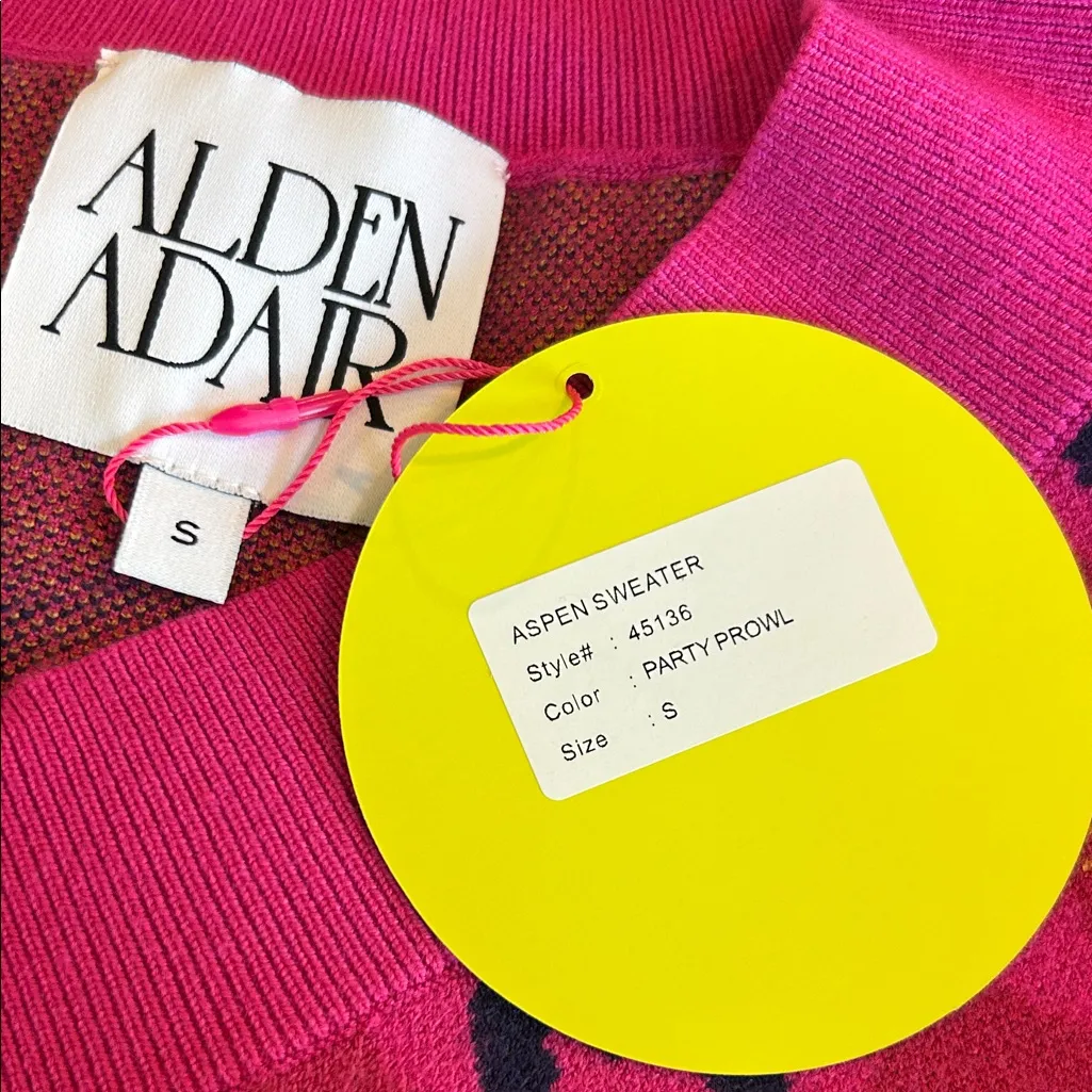 Alden Adair Aspen V Neck Sweater in Party Prowl Size Small NWT Pink - Image 6