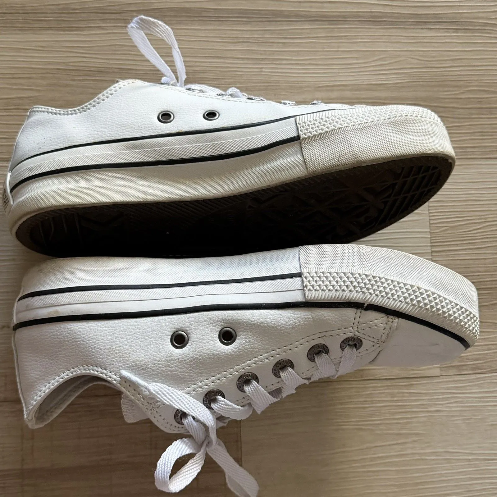 Converse All Star Lift Platform Low White Leather Shoes Size 7 READ - Image 4