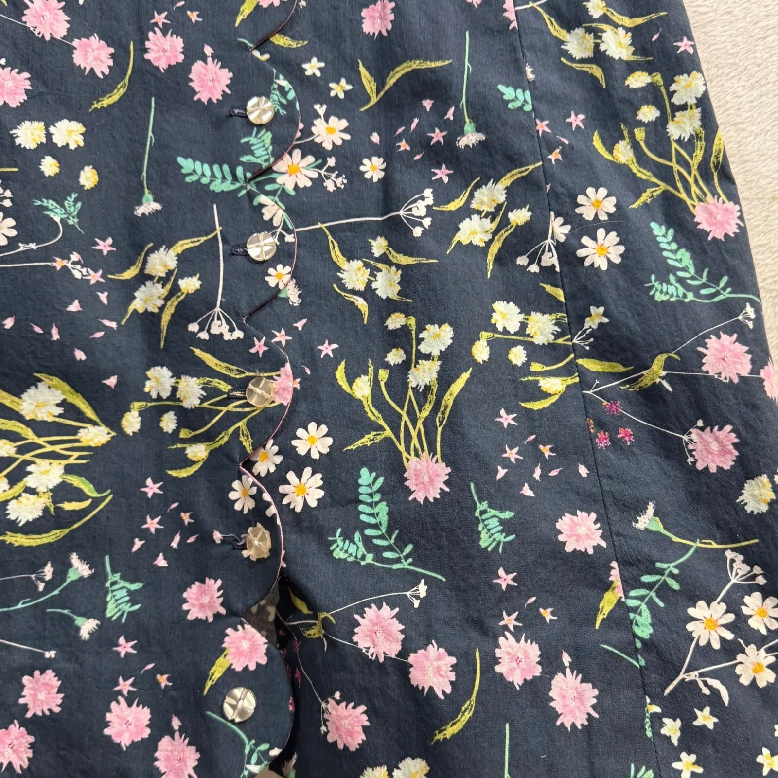 Handmade XS 100% Cotton Buttoned Floral Dress Cottage Coquette Whimsy Prairie - Image 4