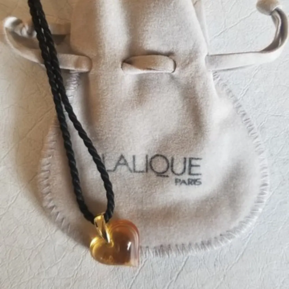 Lalique Amber Crystal Heart Necklace​ Orange - Image 9