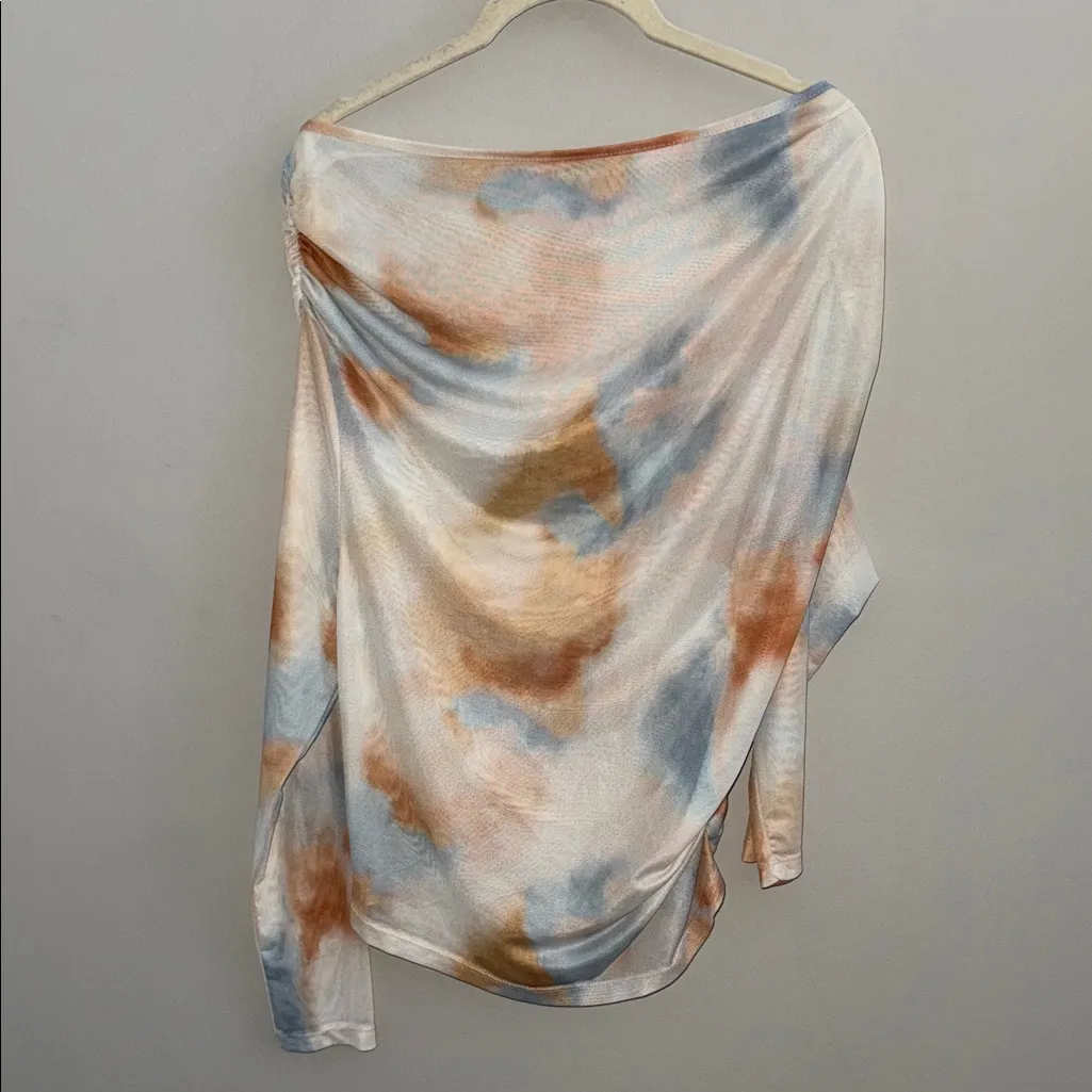 Chic Off-Shoulder Tie-Dye Women's Mesh Long Sleeve Top - Image 4