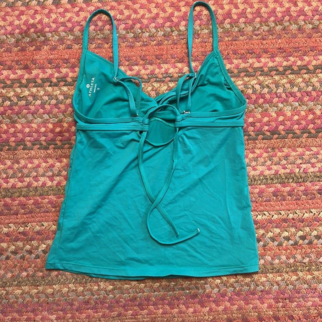 ATHLETA TEAL BLUE TWIST FRONT TANKINI CAMI SWIM TOP - Image 4