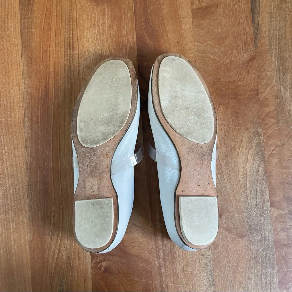 Vintage Jil Sander Mary Jane Flats White Leather Clear Strap Size EU 38.5 US 8.5 - Image 5