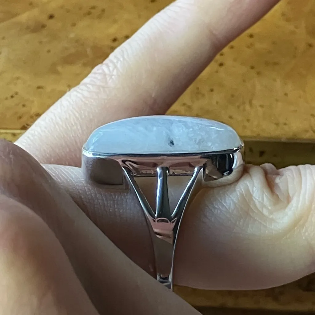 Rainbow Moonstone Sterling Silver Ring Size 6 - Image 3