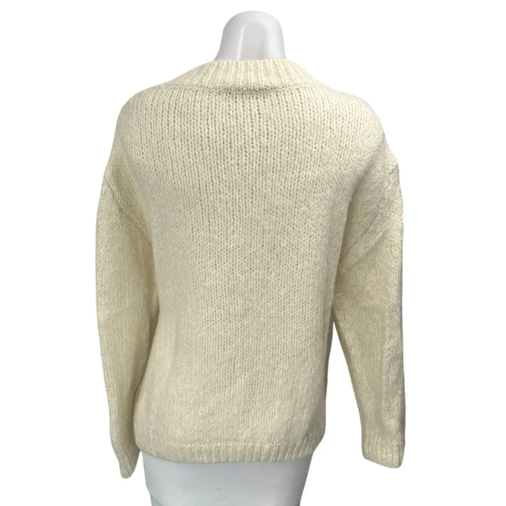 Zara Women's Cream Wool Long Sleeve Mock Neck Knit Pullover Sweater Top Size L - Image 2