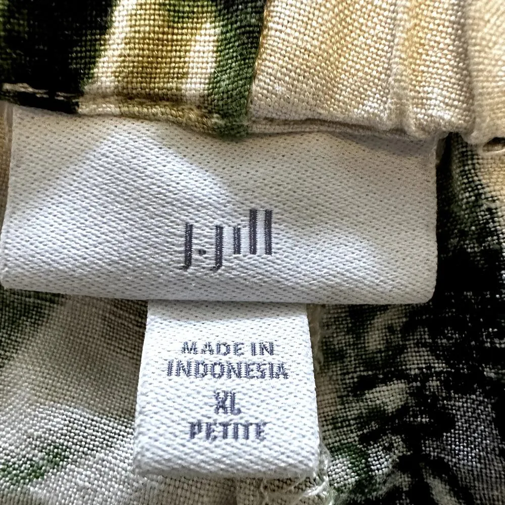 J.Jill Linen Culotte Pants Barley Bamboo Tropical Palm Leaf Wide Crop XL Petite Green Size undefined - Image 4