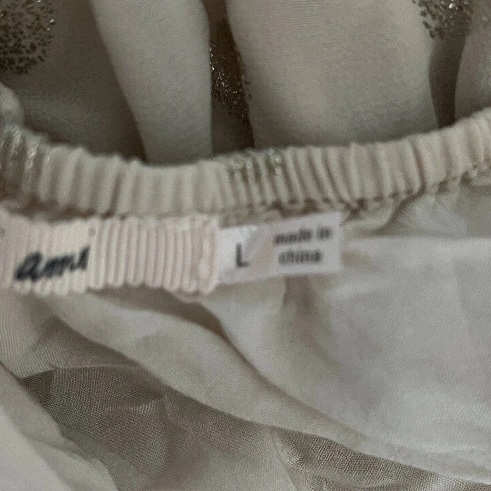 Mi Ami Shirt Womens Large Cream Shimmer Polka‎ Dots Peplum Boho Bohemian Casual - Image 8