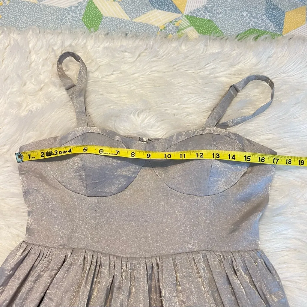 Forever 21 Metallic Silver Dress Size Large Party New Years Hoco Retro - Image 9