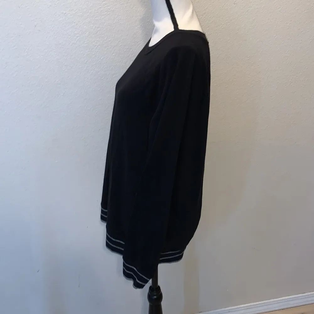 Dip sleep black striped bottom hem stretchy casual pullover sweatshirt Size L - Image 4