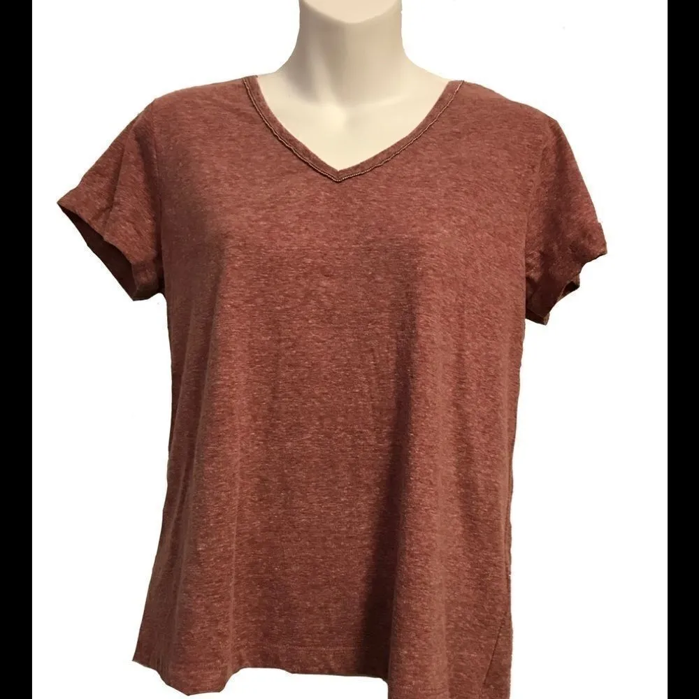 Democracy Burgundy Beaded Short Sleeve Top - Image 9