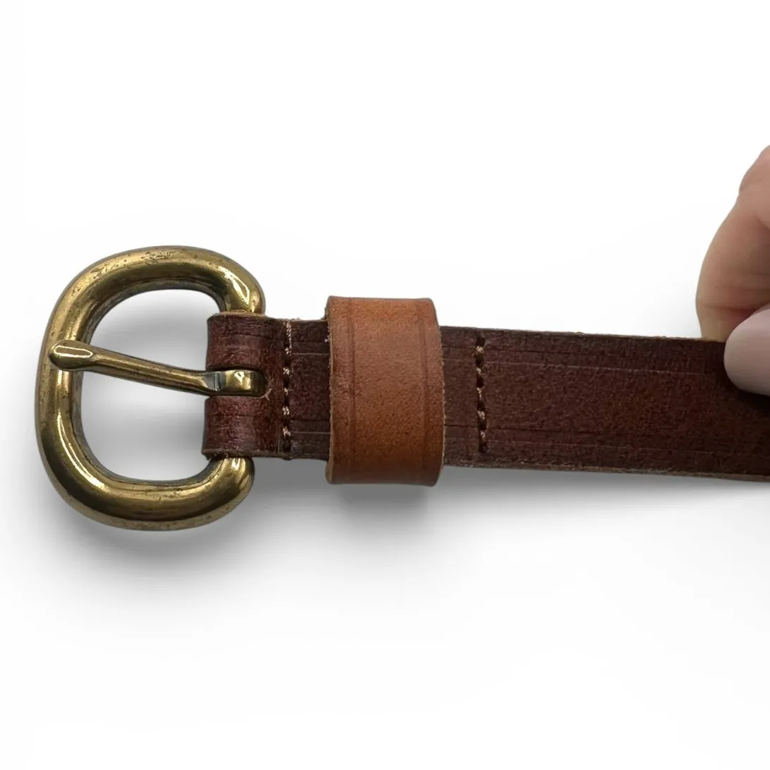 Vintage 90's  Fossil women's M studded leather belt brown brass buckle - Image 4