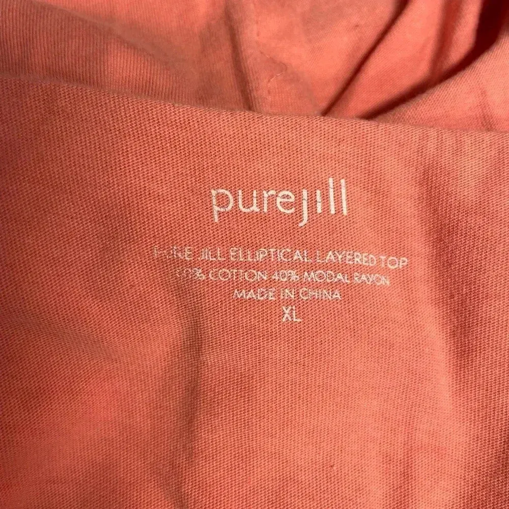 Pure Jill by J. Jill Modal Blend Elliptical Layered Scoop Neck Coralstone Blouse Orange Size XL - Image 5