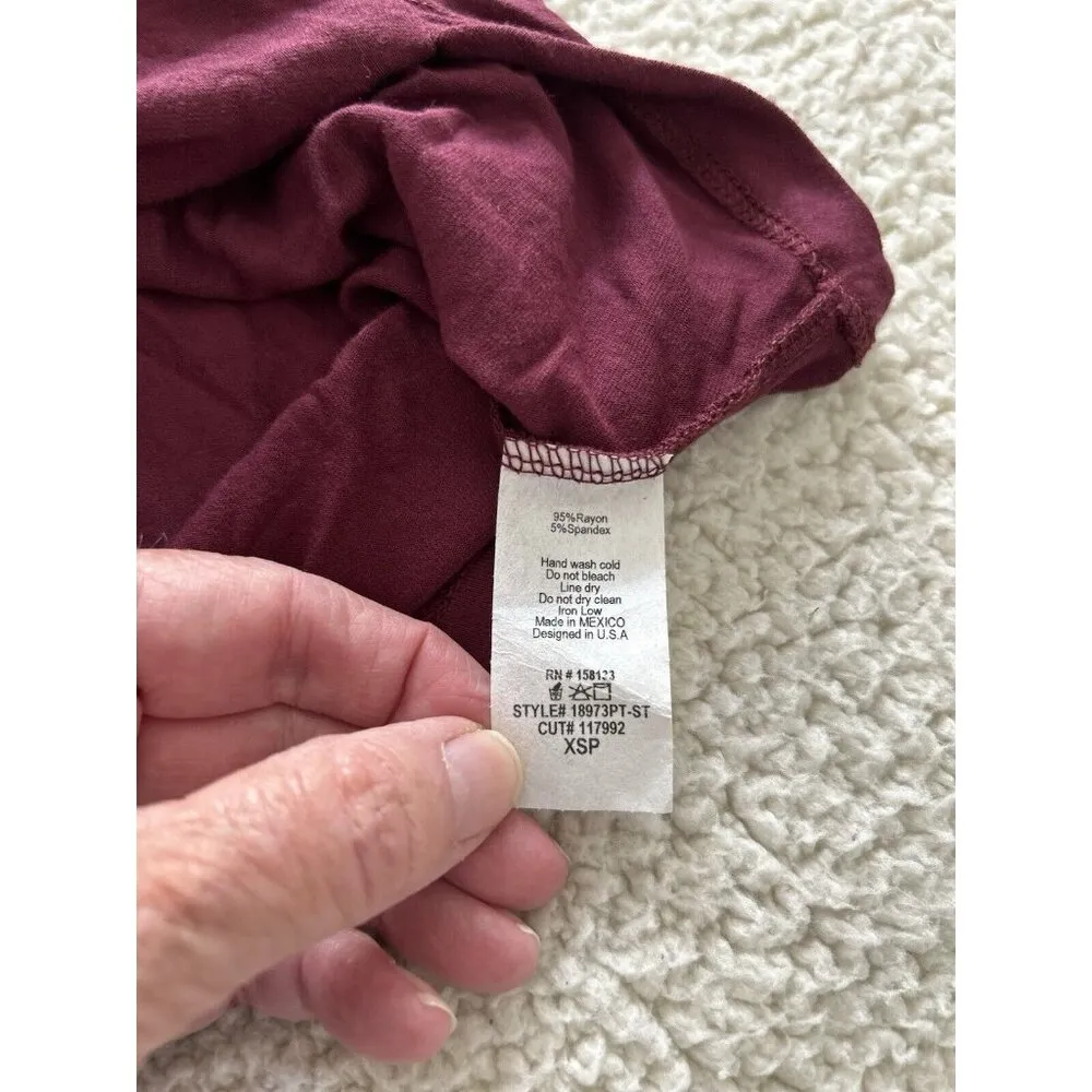 Pink Clover Stitch Fix Burgundy Faux Wrap Long Sleeve Jersey Knit Top Size XSP - Image 5