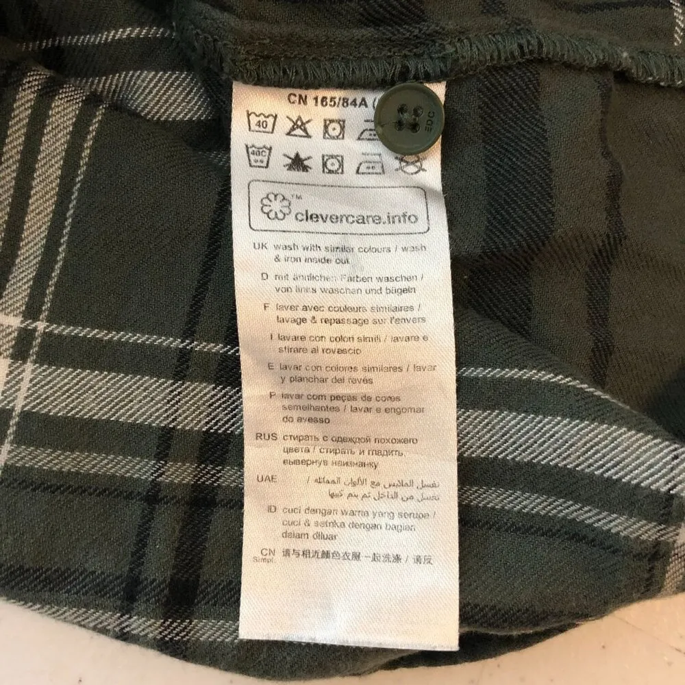 EDC Womens Popover Flannel Shirt Organic Cotton Plaid Green S - Image 4