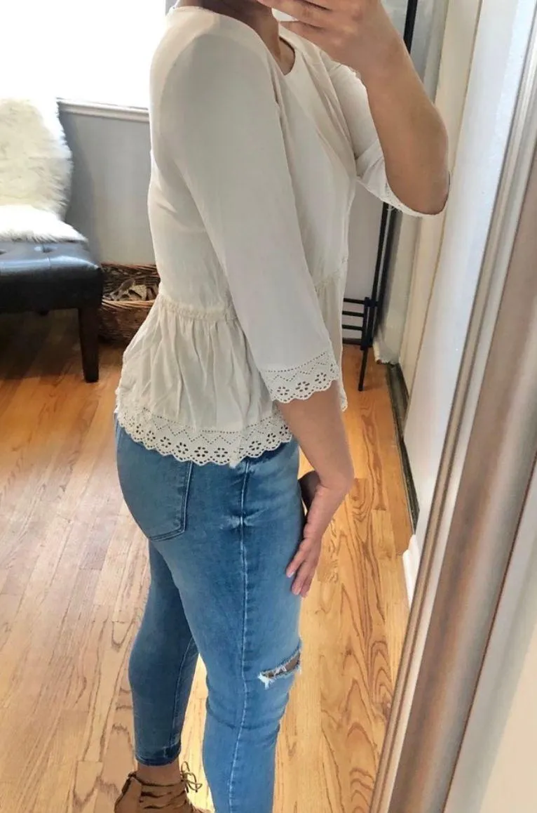 Loft Crochet Peplum Top - Image 2