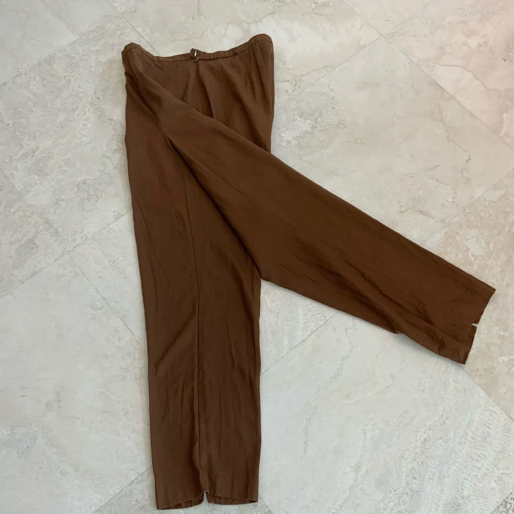 Vtg. Norton McNaughton Chic Brown Linen Women's Pantsuit sz14 - Image 6