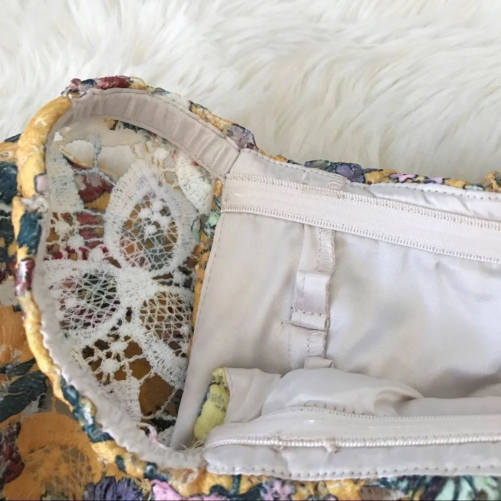 New ALEXÂ MARIE Yellow Floral Lace Off The Shoulder Midi DressâFit & Flare Size 2 - Image 7