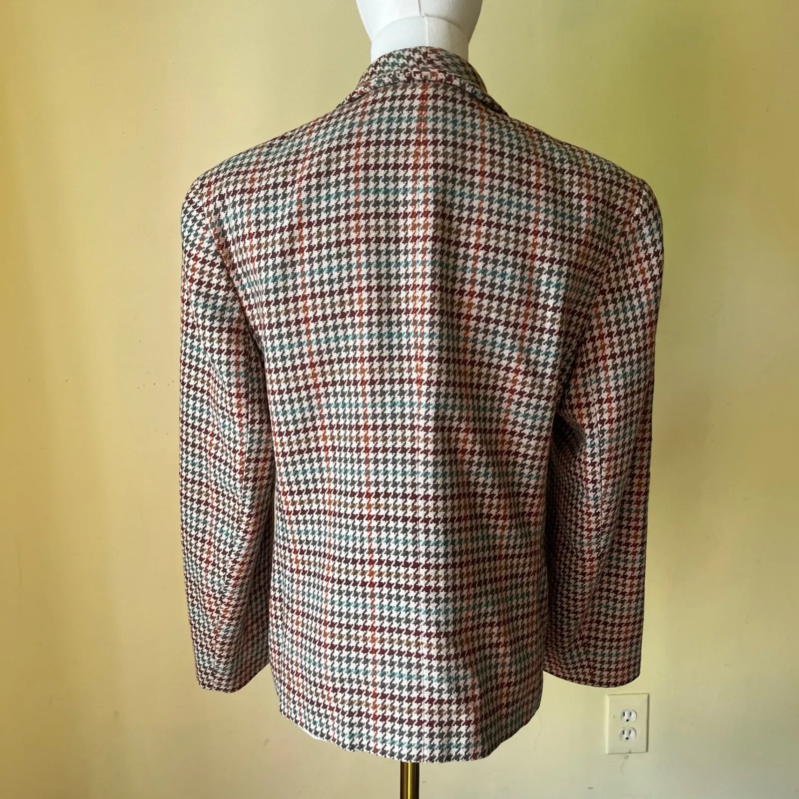 Pendleton Vintage  Wool Houndstooth Blazer Double Breasted Jacket S/M Petite - Image 5