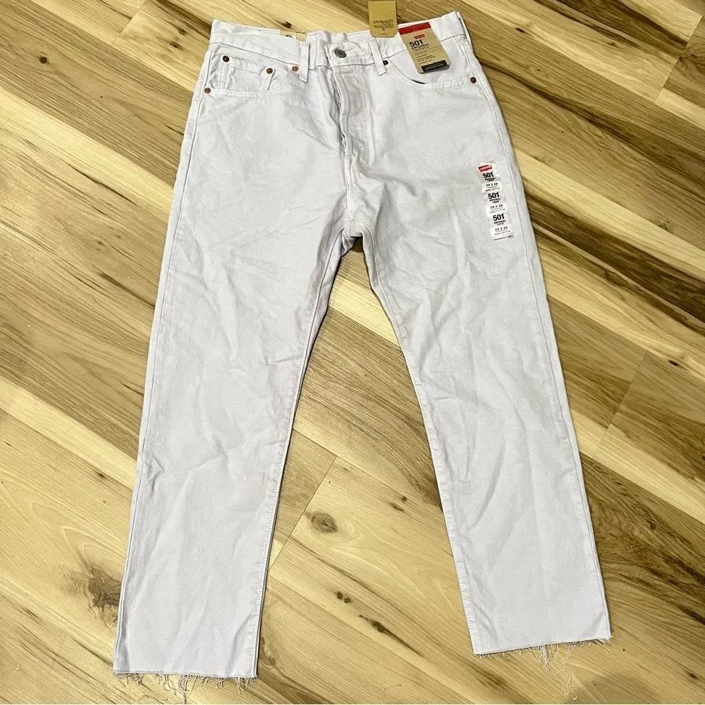 NEW Levi’s 501 High Rise Straight Cropped Purple Lilac Jeans Women’s 29 - Image 2