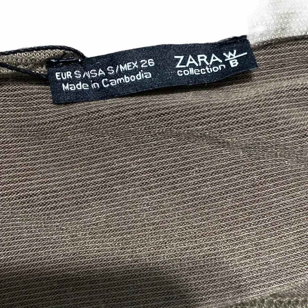 Zara WB Sweater Long‎ Sleeve Pullover Satin Detail Hem and Shoulders Small Green - Image 6