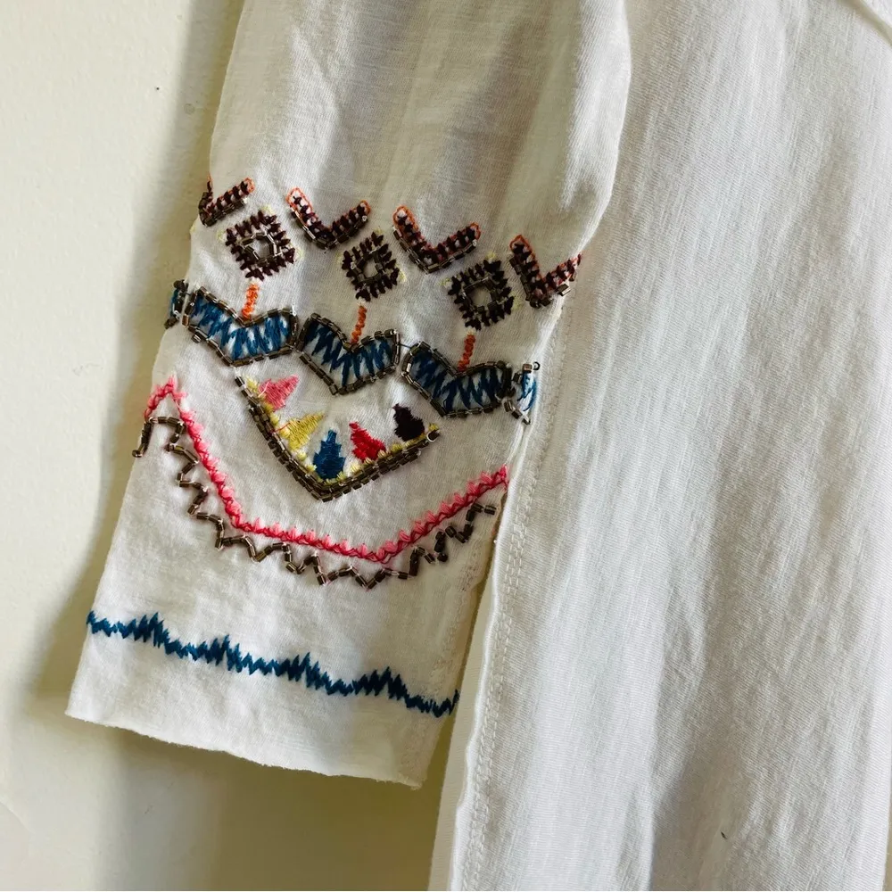 Sundance Embroidered Swing Dress Size M Cream Boho Folk Style Long Sleeve White Size M - Image 5