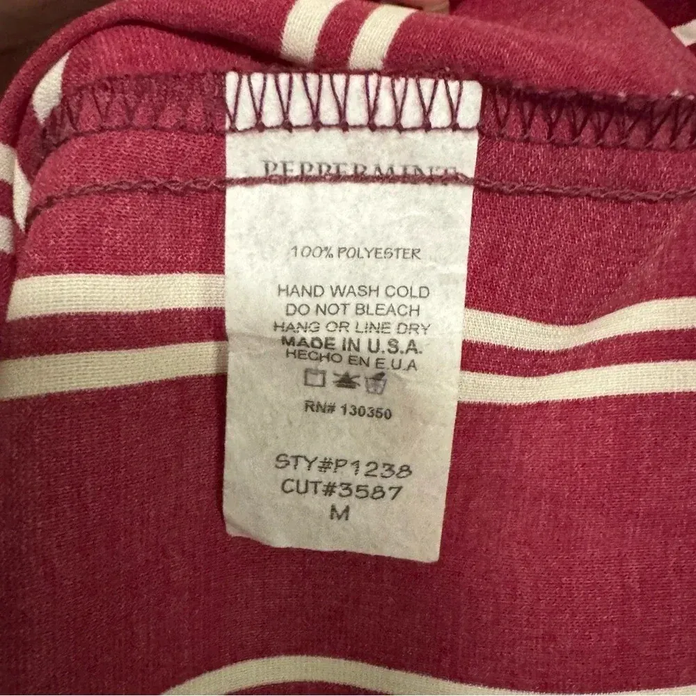 PEPPERMENT Vneck Long Flare Sleeves Back Tie Burgundy Stripe Short Romper Size M - Image 5