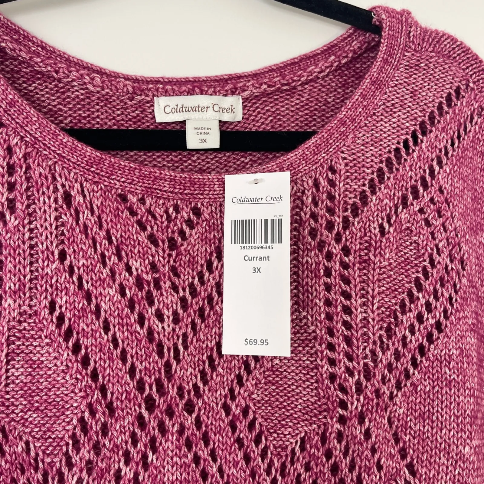 NWT Coldwater Creek Pink Currant Knit Lace Cap Sleeve Sweater Top Plus Size3X - Image 3