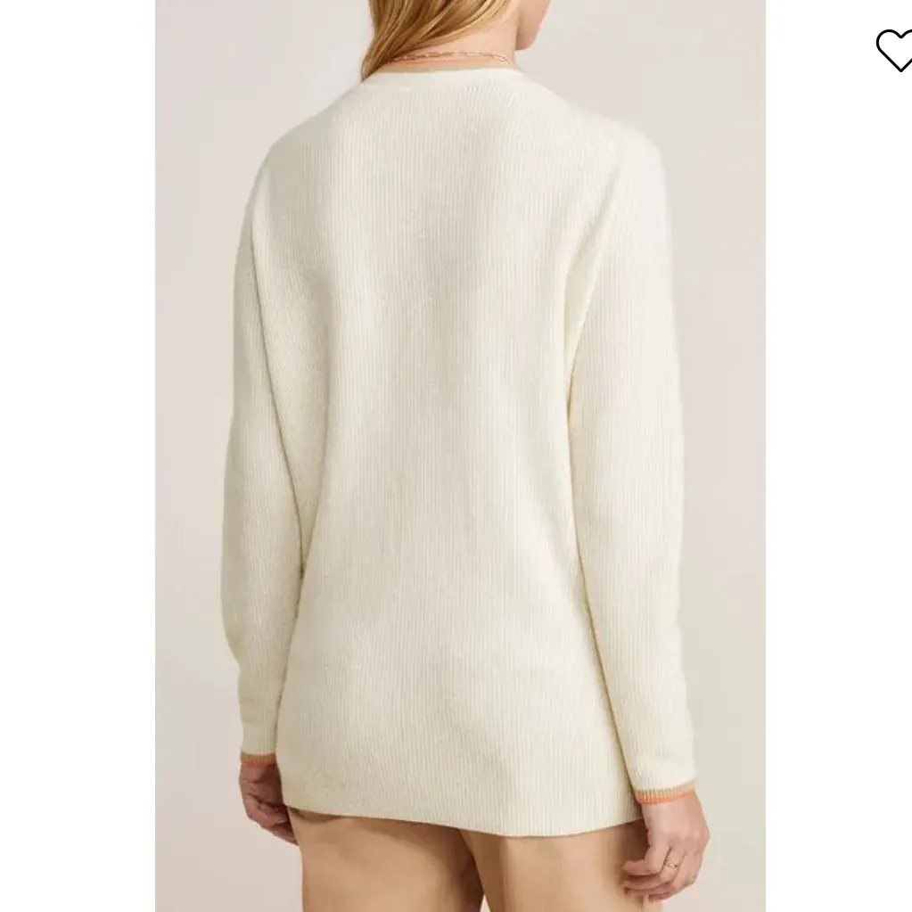 NEW Vineyard Vines Varsity Tipped V-Neck Cardigan Marshmallow - Image 2