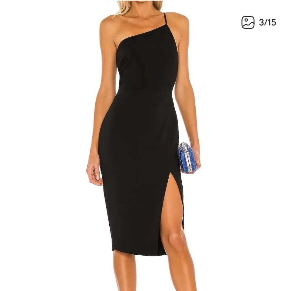 Lovers + Friends Sleek Black Lazo Midi Dress size Large - Image 3