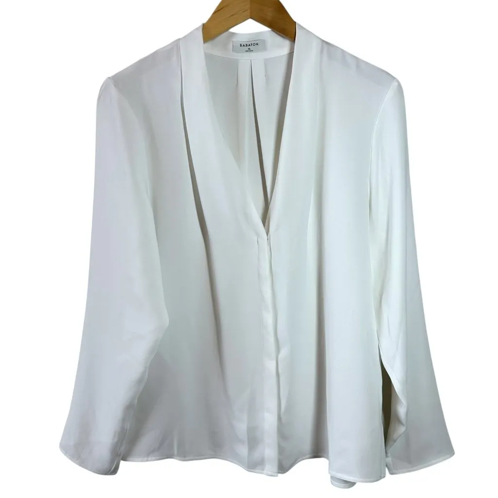 Babaton White Long Sleeve Blouse AS-IS (Flaw) Career Office Size XL - Image 2