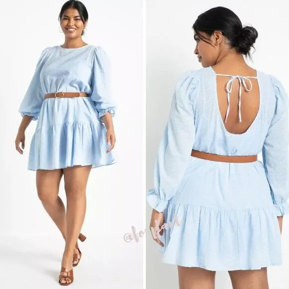 NEW Eloquii Baby Blue Textured Cotton‎ Easy Day Dress, size 16 - Image 2