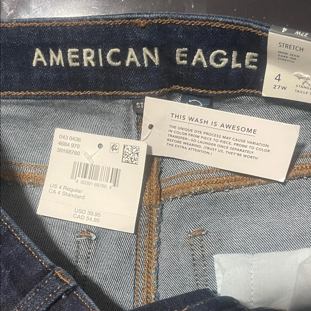 American Eagle Outfitters Dark Blue Mom Jeans - Image 16